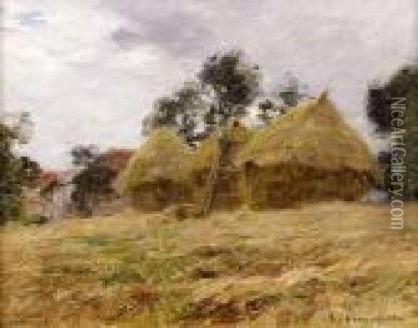 Les Meules De Foin Oil Painting - Leon Augustin Lhermitte