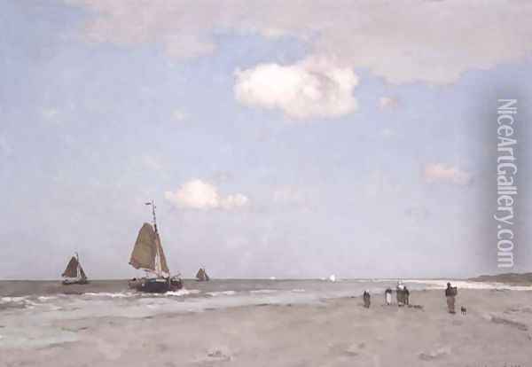 Beach scene, 1887 Oil Painting - Johan Hendrik Weissenbruch