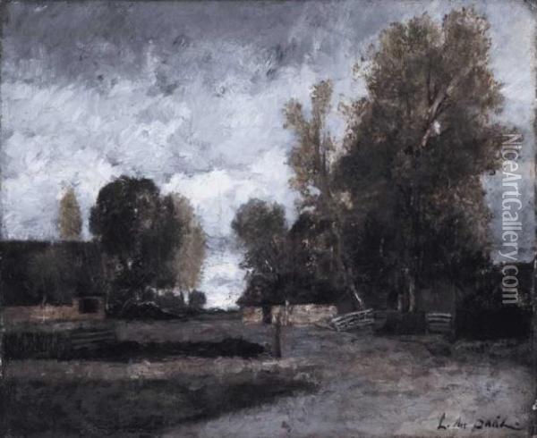 Barbizon Landscape, About 1873 Oil Painting - Laszlo Paal