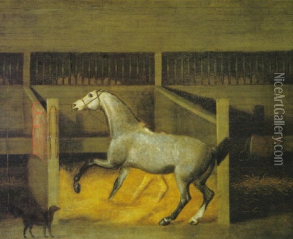 A Dappled Grey In A Stall Oil Painting - Francis Sartorius the Elder