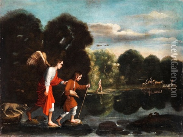 Tobias Und Der Erzengel Raffael Oil Painting - Adam Elsheimer