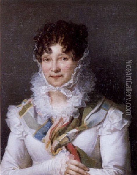 Portrait De Femme Oil Painting - Jean-Baptiste Isabey