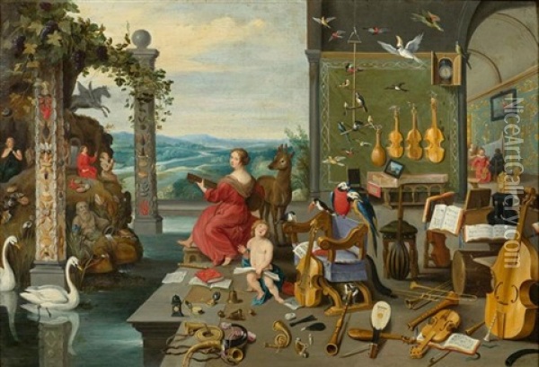 Allegorie Des Gehorsinns (+ Allegorie Des Geruchsinns; Pair) Oil Painting - Jan Brueghel the Elder