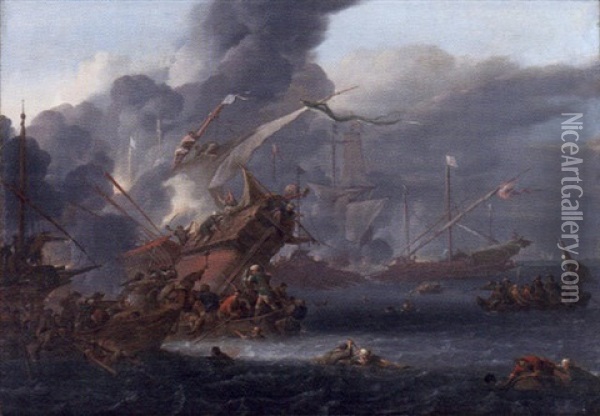 Slaget Vid Lepanto Oil Painting - Johannes Lingelbach
