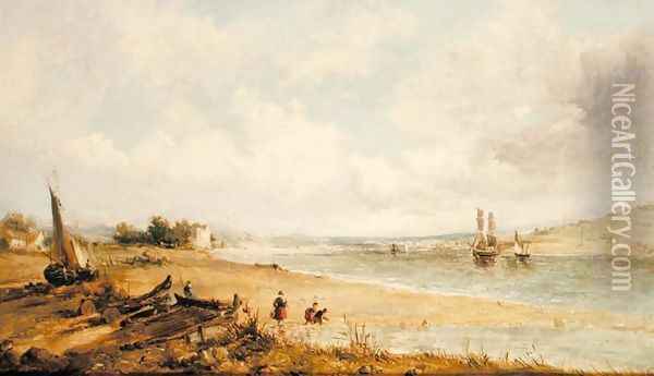 View of the Burry Estuary, 1856 Oil Painting - Alfred Vickers