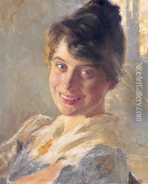 Marie Kroyer Portrait Oil Painting - Peder Severin Kroyer