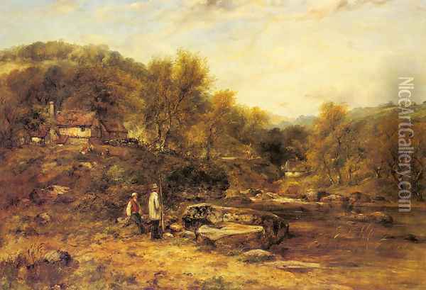 Anglers by a Stream Oil Painting - Frederick William Watts