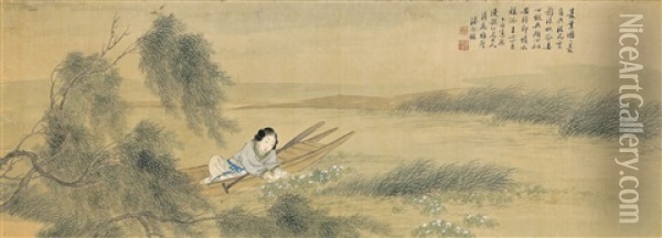 Picking Water Chestnut Oil Painting -  Pan Zhenyong