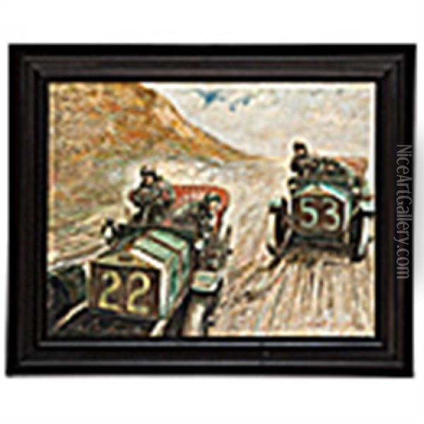 Motor Racing Scene Oil Painting - Frederick Gordon Crosby