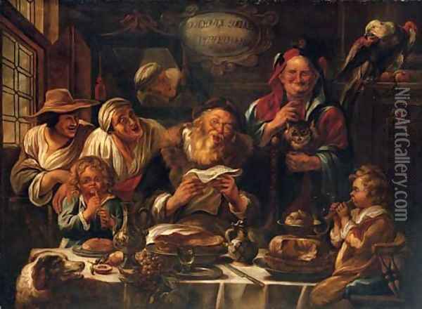 As the old sing, so pipe the young Oil Painting - Jacob Jordaens