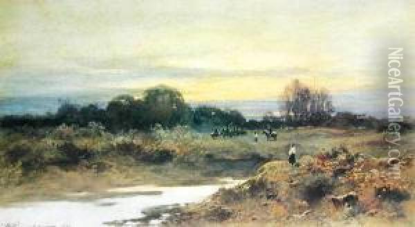 Patrol Ulanow, [o Zmierzchu]1894 R. Oil Painting - Michal Pociecha