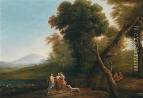 Klassische Landschaft Mit Diana Und Ihren Nymphen Oil Painting - Claude Lorrain