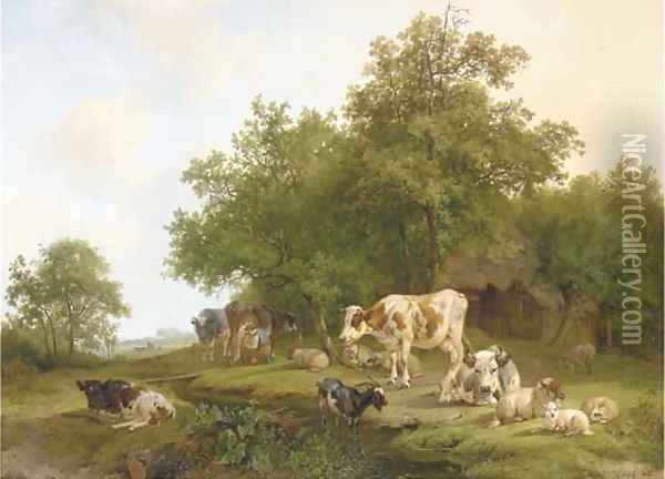 Milking time Oil Painting - Pieter Plas