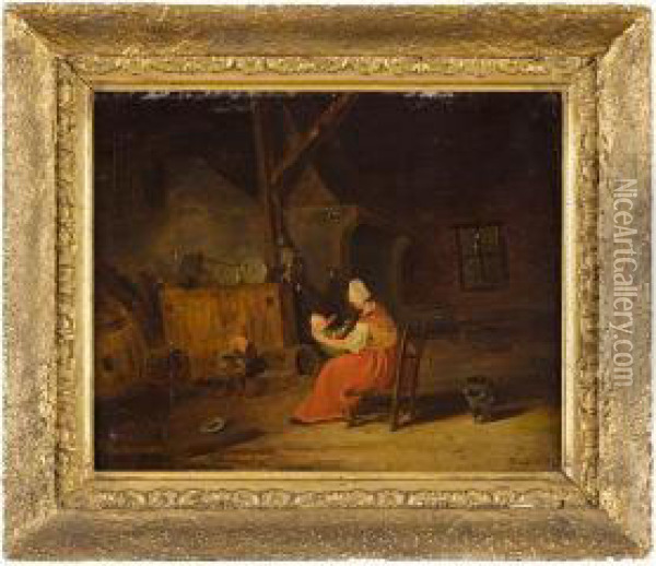 Scena Familiare In Interno Oil Painting - Abraham Teniers
