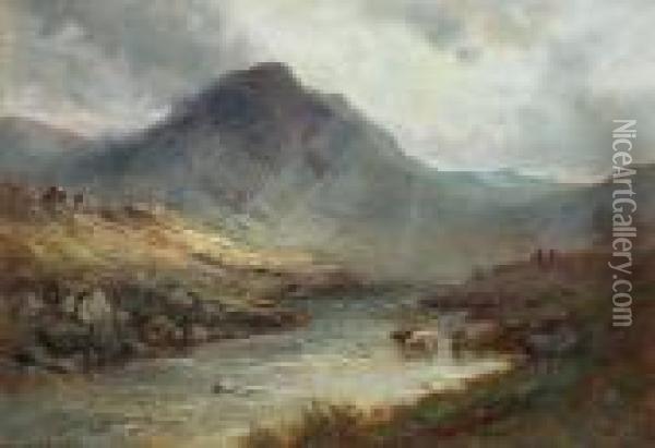 The Valley Of The Turk; The Valley Of The Leney Oil Painting - Alfred de Breanski