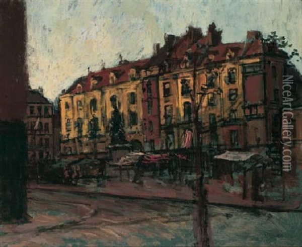 La Place Nationale With Le Grand Duquesne, Dieppe Oil Painting - Walter Sickert