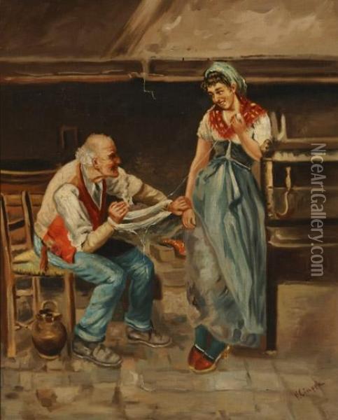 The Courtship
: A Pair Of Works Oil Painting - Vincenzo Ciappa