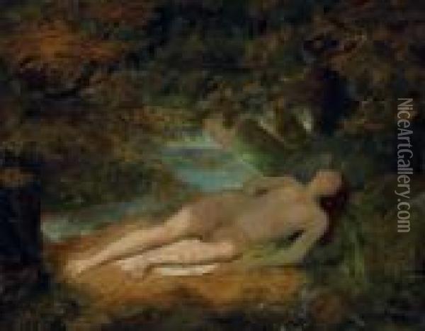 Nude In Landscape Oil Painting - Arthur Bowen Davies