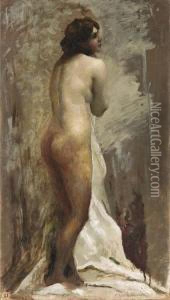 Nudo Femminile - 1900 Oil Painting - Giuseppe Amisani