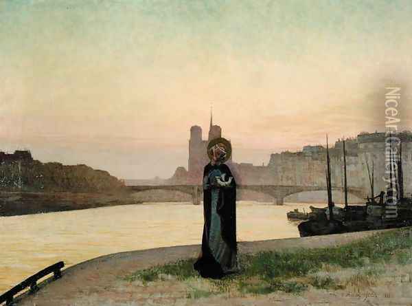 St. Genevieve, 1885 Oil Painting - Edmond-Francois Aman-Jean