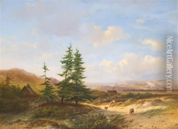 Blick In Die Weite Gebirgslandschaft Oil Painting - Pieter Lodewijk Francisco Kluyver