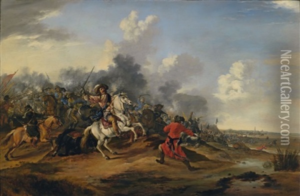 A Battle Scene Between Christians And Ottomans Oil Painting - Dirk Stoop