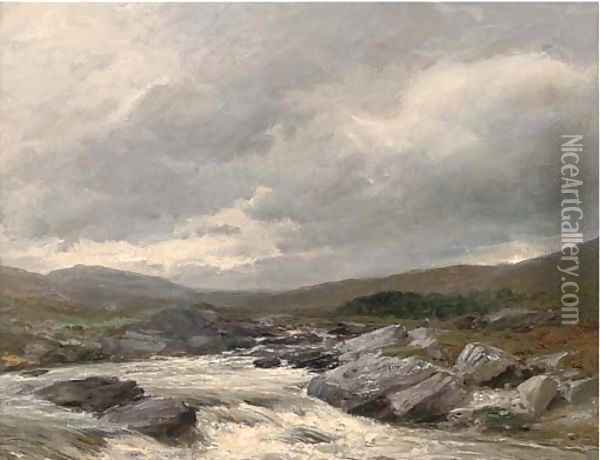 A spate on the Spean Oil Painting - David Bates