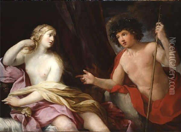 Personification Of Music, Singing, With Instruments In Music Room Oil Painting - Giovanni Andrea Sirani