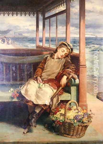 The Flower Seller Oil Painting - Nicholas Chevalier