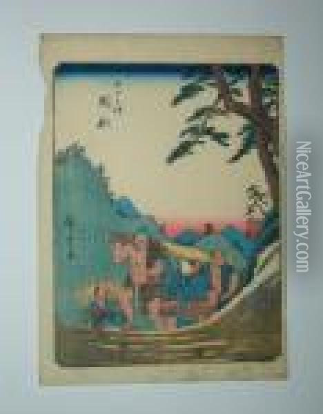 Serie Du Jimbutsu Tokaido Oil Painting - Utagawa or Ando Hiroshige