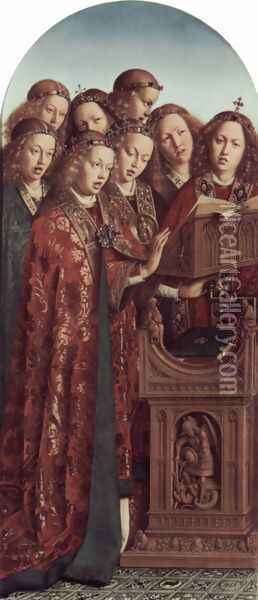 The Ghent Altarpiece, Singing Angels Oil Painting - Jan Van Eyck