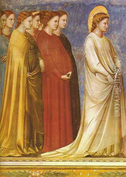 No. 12 Scenes from the Life of the Virgin- 6. Wedding Procession (detail 2) 1304-06 Oil Painting - Giotto Di Bondone