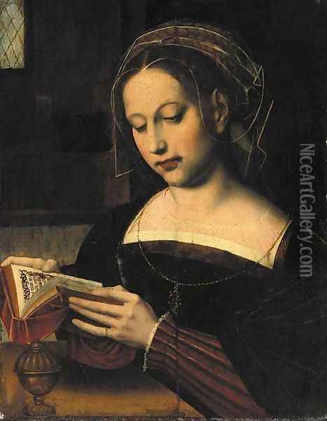 Saint Mary Magdalen reading Oil Painting - Ambrosius Benson