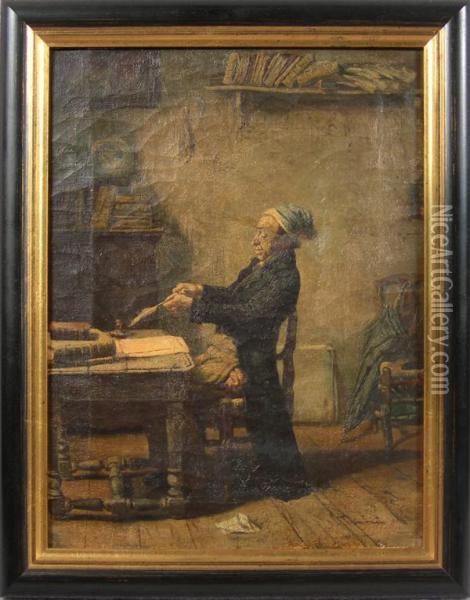 Old Man Seated At A Desk Oil Painting - Frits Maris