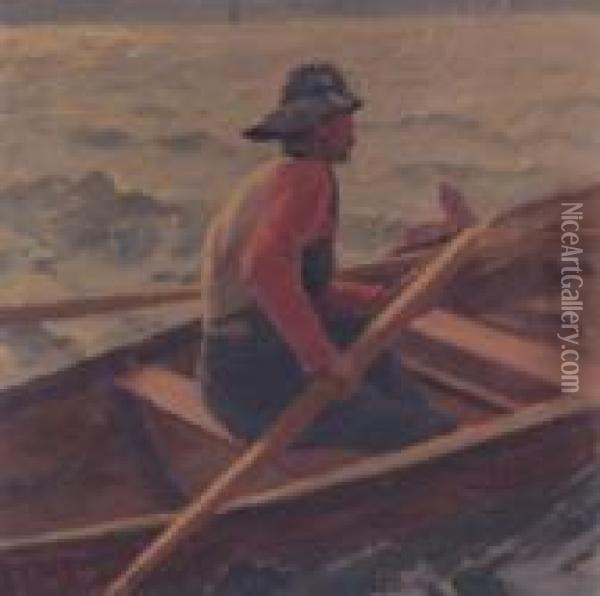 Rower Oil Painting - Hans Dahl