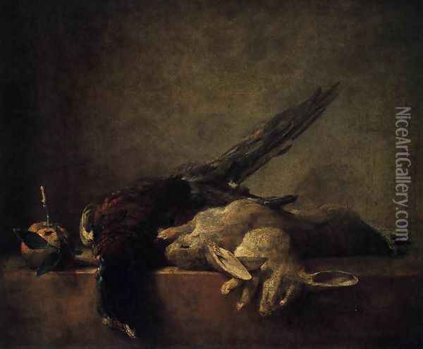 Still-Life with Pheasant c. 1750 Oil Painting - Jean-Baptiste-Simeon Chardin