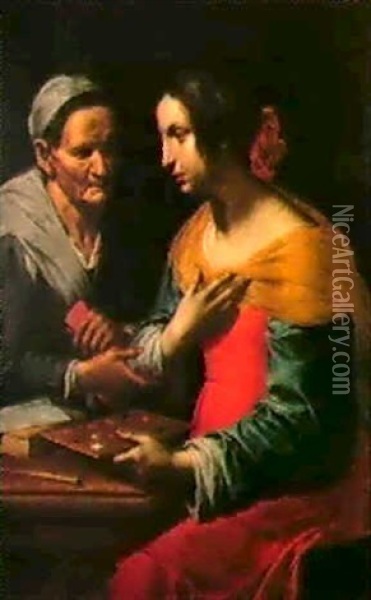 Pittrice E Vecchia Oil Painting - Giovanni Martinelli
