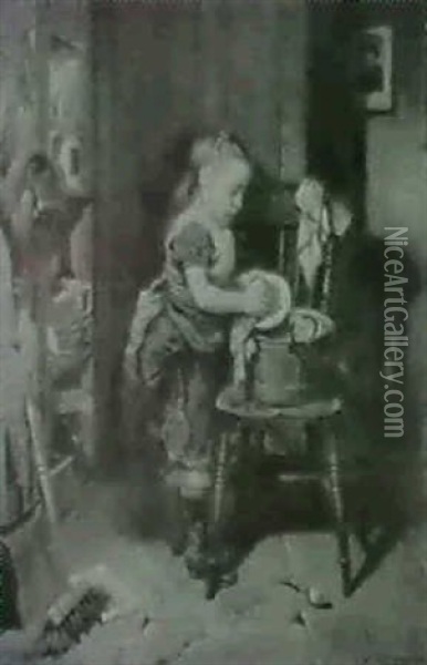 Washing The Dishes Oil Painting - Allan Ramsay