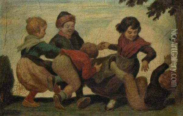 Raufende Kinder Oil Painting - Ludwig Von Zumbusch