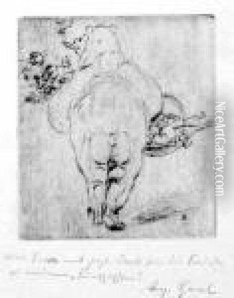 Gorilla Und Schlange Oil Painting - August Gaul