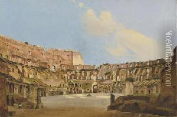 The Colosseum Oil Painting - Ippolito Caffi