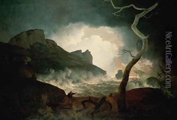 The Storm, Antigonus pursued by the Bear from The Winters Tale, Act III, Sc.III Oil Painting - Josepf Wright Of Derby