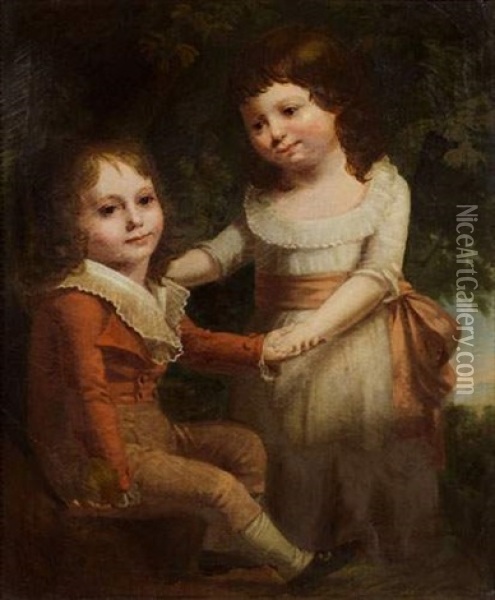 Deux Enfants Dans Un Paysage Oil Painting - Johann Heinrich Ramberg