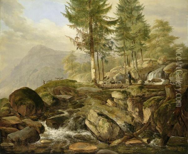 Wildbach Auf Der Ankel-alpe Oil Painting - Carl Ludwig Frommel
