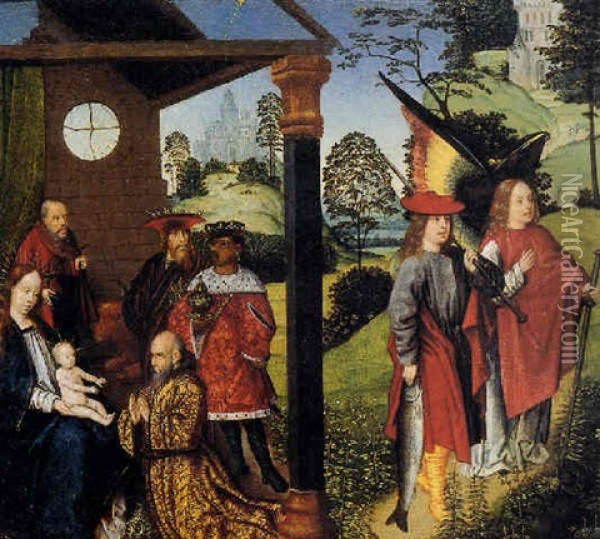 The Adoration Of The Magi With Tobias And The Angel Oil Painting - Jan Provoost