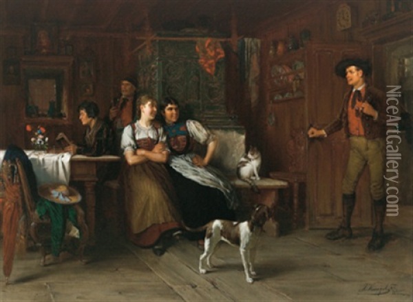 Brautwerbung In Tirol Oil Painting - Josef Kinzel