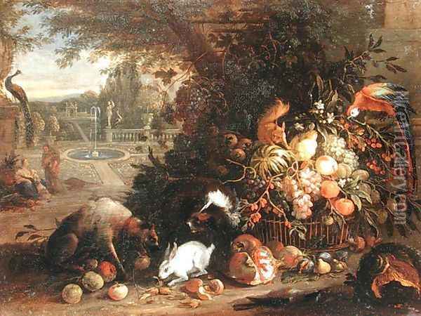 Still Life in a Garden Oil Painting - Adriaen de Gryef