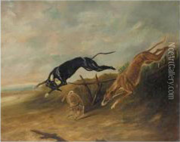 Chasing A Hare Oil Painting - Samuel Jun Alken