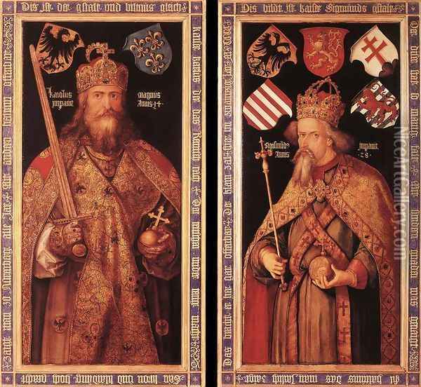 Emperor Charlemagne and Emperor Sigismund Oil Painting - Albrecht Durer