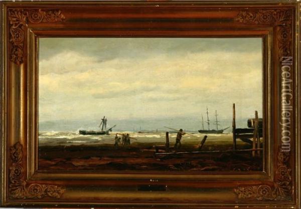 Sailing Ships Off The Coast Oil Painting - Christian Eckardt